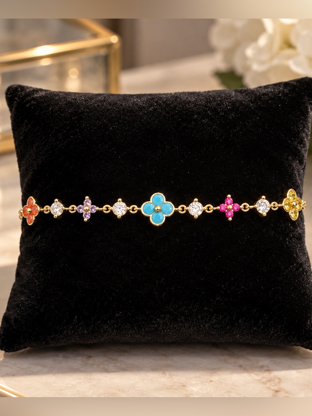 14K Floral Bolo Bracelet